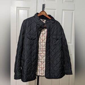 Coach Black Quilted Jacket with Plaid Lining, L, EUC